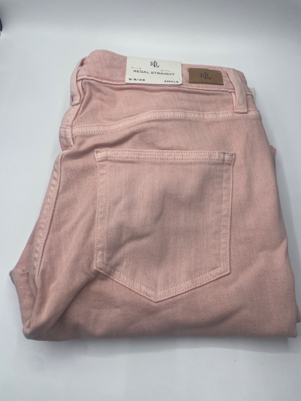 Photo 2 of Lauren Ralph Lauren Womens Denim High Rise Straight Leg Jeans Pink W 8/29