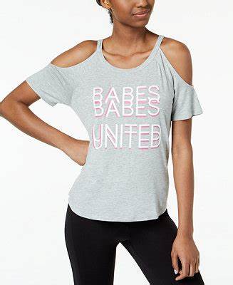 Photo 1 of Active Juniors' Babes United Cold-Shoulder Graphic T-Shirt, Created for Macy's SIZE SMALL
