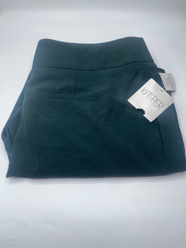 Photo 2 of KASPER Womens Green Stretch Crepe Slim Leg Pants Size 16
