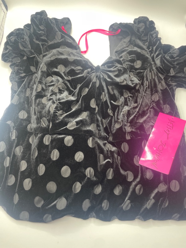 Photo 2 of Betsey Johnson Womens Plus Size 14W Velvet Polka Dot Sheath Dress
