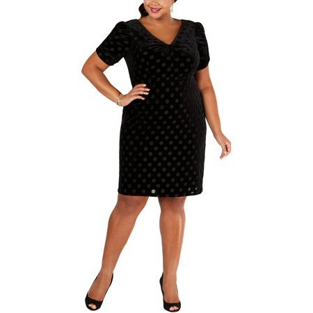 Photo 1 of Betsey Johnson Womens Plus Size 14W Velvet Polka Dot Sheath Dress
