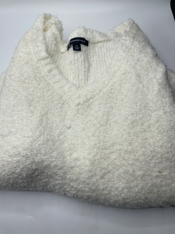 Photo 3 of INC International Concepts Embellished Popcorn Sweater (2X) Washed White