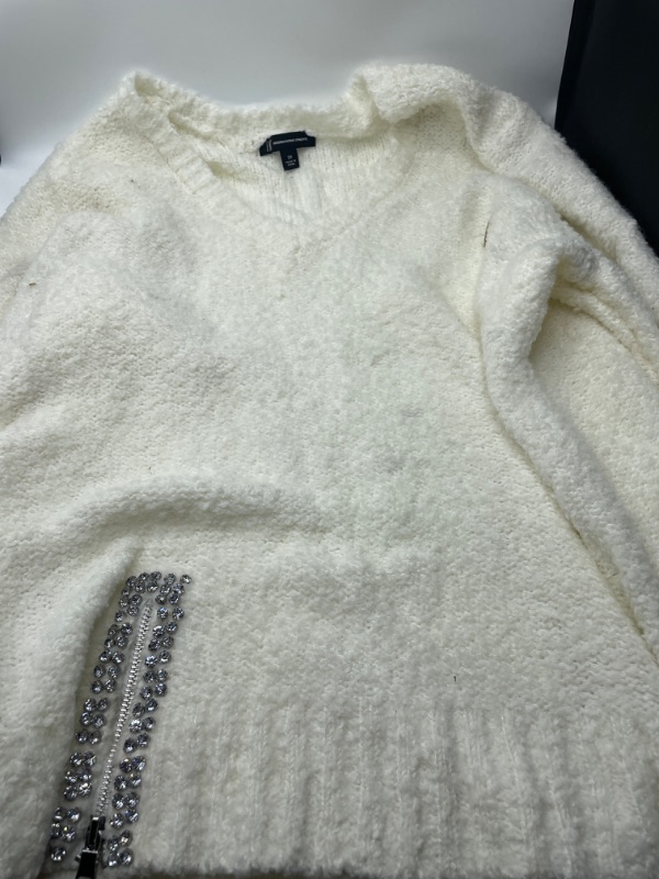 Photo 2 of INC International Concepts Embellished Popcorn Sweater (2X) Washed White