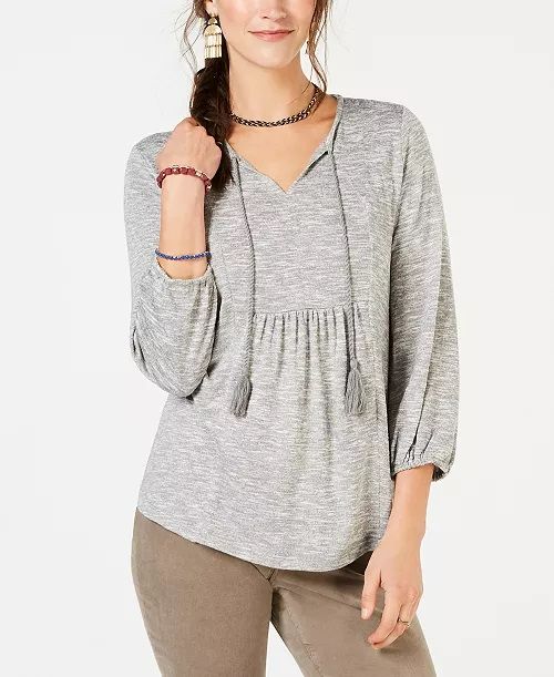 Photo 1 of Size Medium Style & Co Pleated Tassel-Tie Top, Created for Macy's
