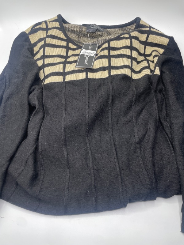Photo 2 of Jessica Howard Women's Plus Size Patterned Sweater Dress (1X, Black/Tan)
