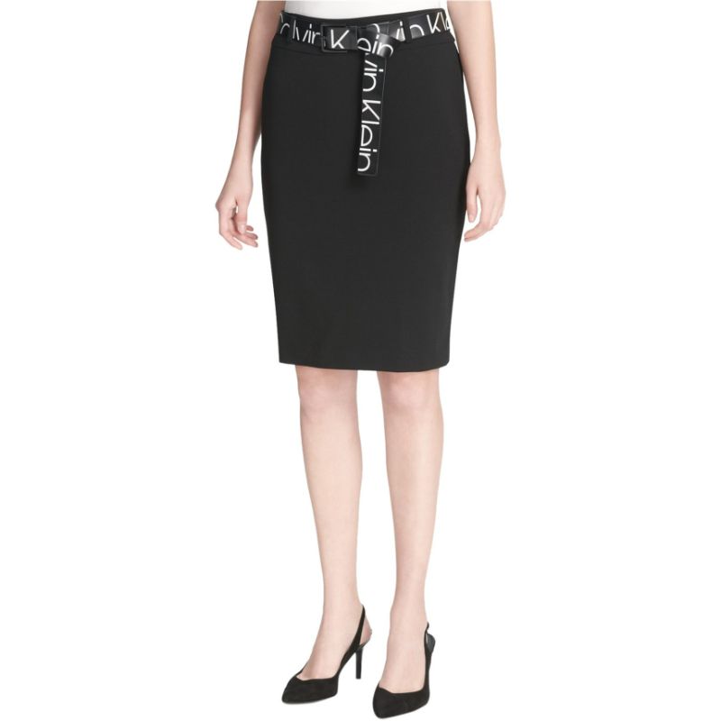 Photo 1 of Calvin Klein Womens Knee Length Pencil Skirt Black 14 belt not included
