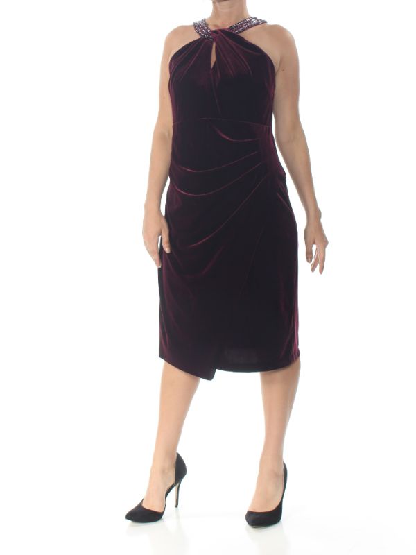 Photo 1 of ALEX EVENINGS Burgundy Sleeveless Below the Knee Dress 10
