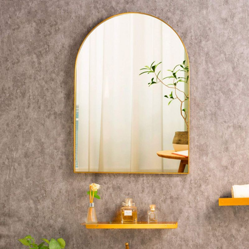Photo 1 of YXW 16×24inch Hanging Wall Mirror, Golden Arched Metal Frame, Living Room Porch Decoration Full-Length Mirror | Bedroom Bathroom Vanity Mirror 24×36inch
