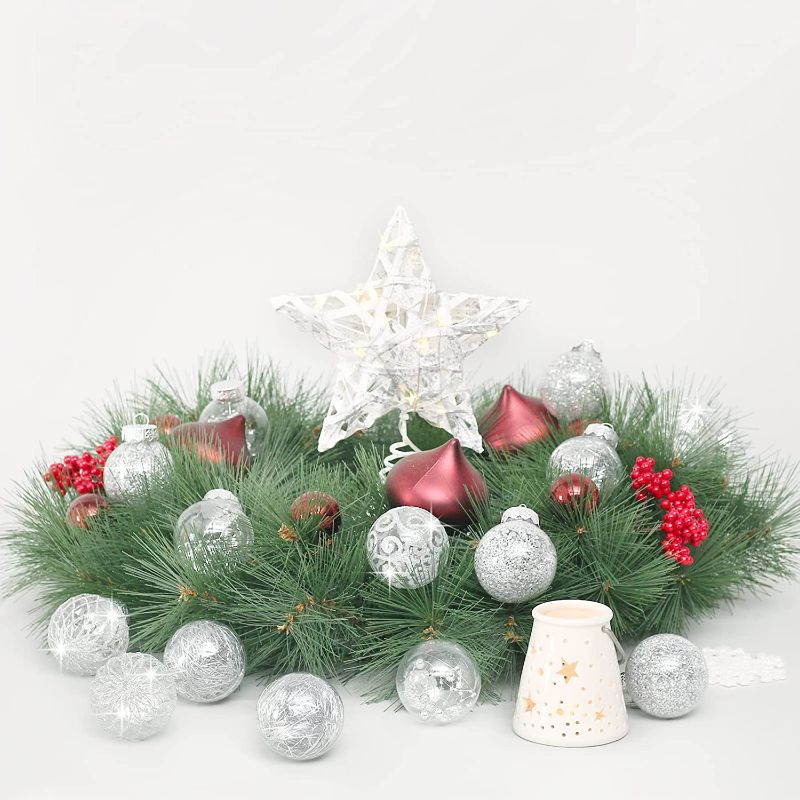 Photo 3 of Shatterproof Decorative Hanging Ball Ornament with Stuffed Delicate Decorations, Xmas Tree Balls for Halloween Holiday Party Thankgivings - Silver.