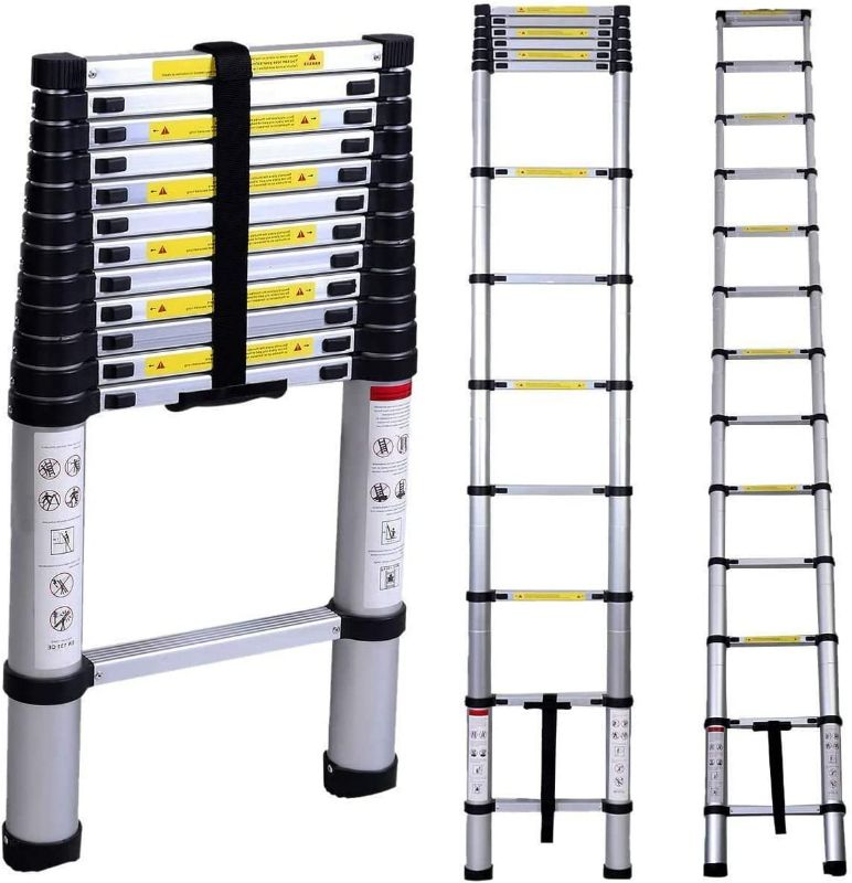 Photo 2 of Aluminium Telescopic Extension, High Multi-Purpose Loft Ladder, 150kg Capacity, 3.8m, Black