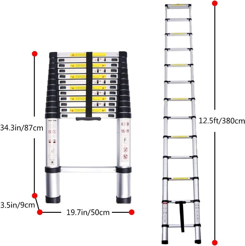 Photo 3 of Aluminium Telescopic Extension, High Multi-Purpose Loft Ladder, 150kg Capacity, 3.8m, Black