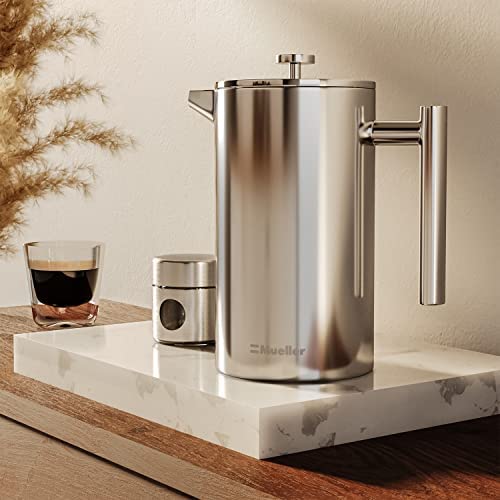 Photo 3 of Mueller French Press Double Insulated 304 Stainless Steel Coffee Maker 4 Level Filtration System, No Coffee Grounds, Rust-Free, Dishwasher Safe
