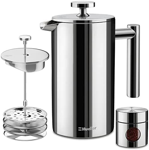 Photo 1 of Mueller French Press Double Insulated 304 Stainless Steel Coffee Maker 4 Level Filtration System, No Coffee Grounds, Rust-Free, Dishwasher Safe
