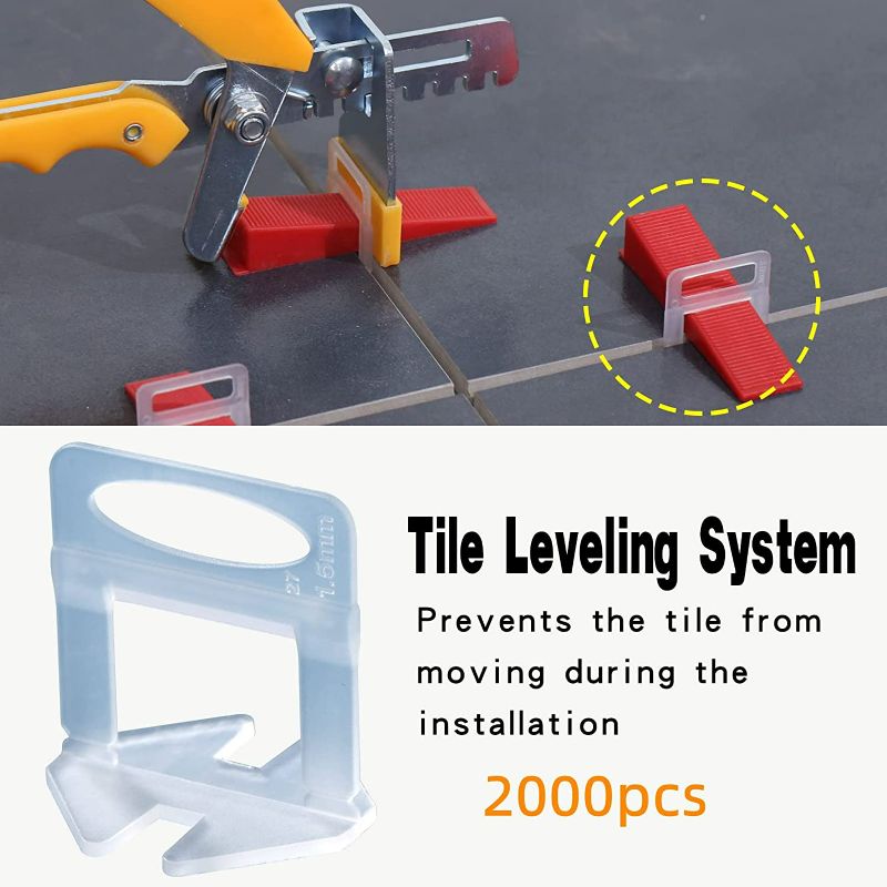 Photo 4 of Tile Leveling System 1/16" Spacers Tile Leveler Clips DIY Tile Leveler Spacers 2000 Pcs for Professional Ceramic Tile and Stone Installation
