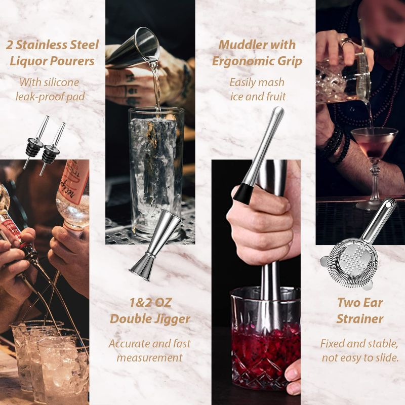Photo 1 of Cocktail Shaker Set with Stand Mixology Bartender Kit|Bar Tool for Drink Mixing, Cocktail Shaker Bar Accessories for Home Bar Set, Perfect for Apartment Essentials and House Warming Gifts New Home
