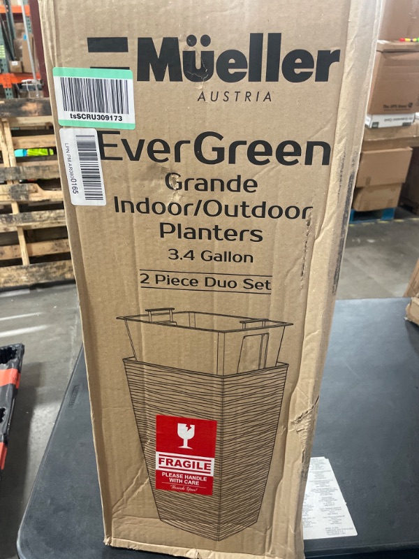 Photo 2 of EverGreen 3.4 Gallon Grande Indoor/Outdoor Planters – 2 Piece Duo Set Mocca
