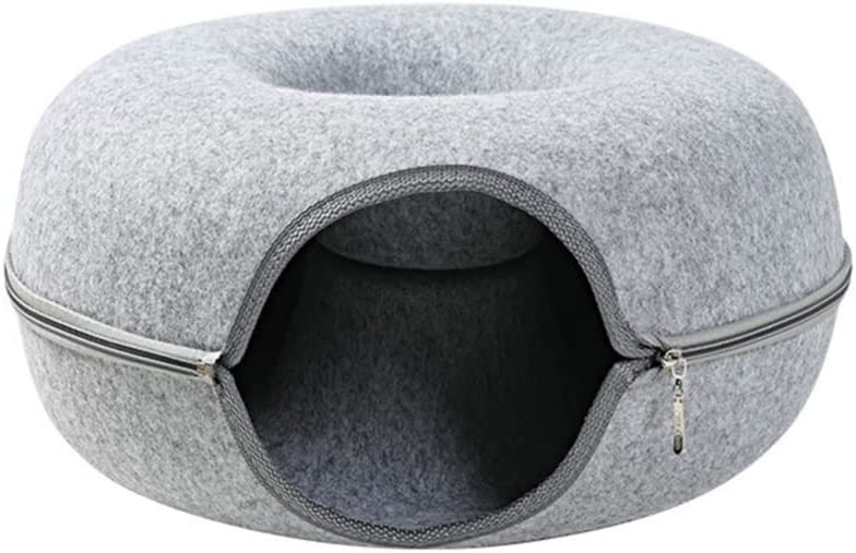 Photo 1 of EastVita Cat Bed,Round Natural Felt Pet Nest Soft Comfortable Cats House Cave Beds Pets Supplies for Kittens and Small Dogs 20 x 20 x 8in Light Grey
