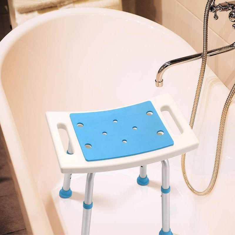 Photo 4 of Health Line Massage Products Shower Stool 350lbs Bath Seat Chair, Tool-Free Assembly Height Adjustable Bath Bench with Padded Seat for Seniors, Elderly, Disabled, Handicap and Injured
