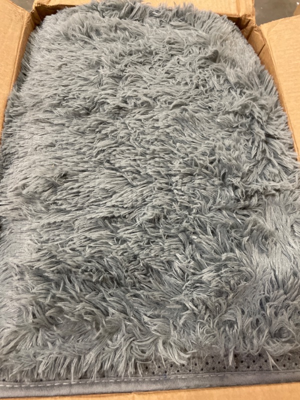 Photo 4 of PAGISOFE Super Soft Shaggy Rugs Carpets, 4x6 Feet, Plush Area Rugs for Living Room Bedroom, Fluffy ?Rug for Nursery Playroom Dorm Room, Shag Plush Rug for Teen Room Decor, Grey
