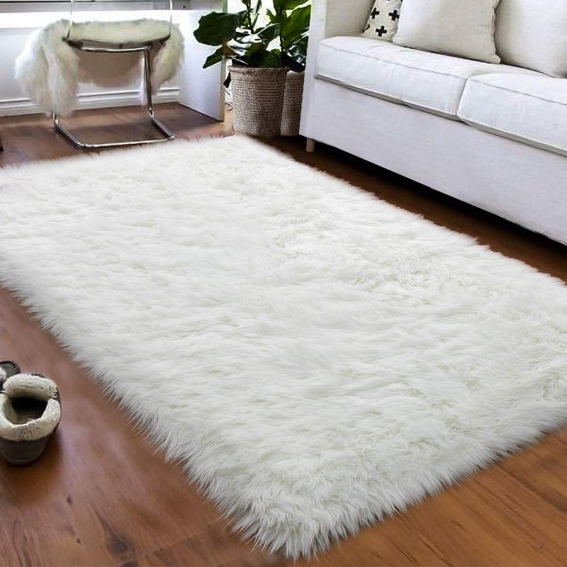 Photo 1 of Softlife Fluffy Faux Fur Sheepskin Rugs Luxurious Wool Area Rug for Kids Room Bedroom Bedside Living Room Office Home Decor Carpet 
