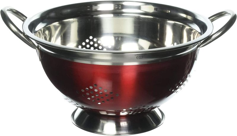 Photo 1 of 2 PACK Euro-Home Gorgeous 5 Quart Red Stainless Steel Colander, Red
