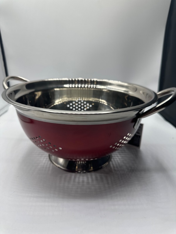 Photo 2 of Euro-Home Gorgeous 5 Quart Red Stainless Steel Colander, Red
