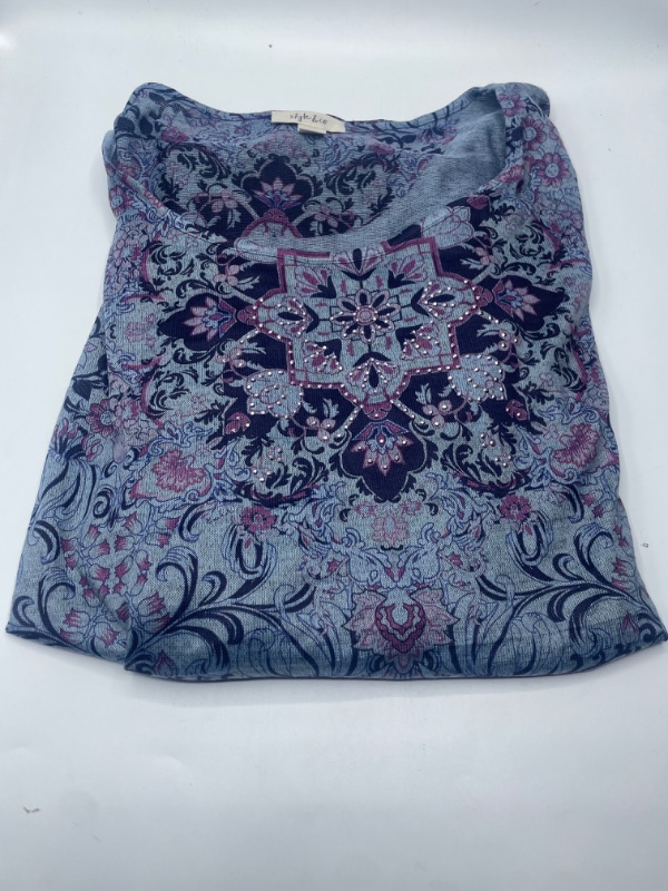 Photo 2 of Style & Co. Womens Plus Printed Embellished Pullover Top size 3XL
