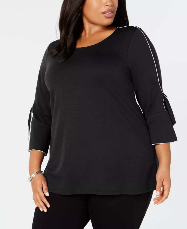 Photo 2 of Alfani Plus Size Bell-Sleeve Top, Created for Macy's BLUE SIZE 3X
