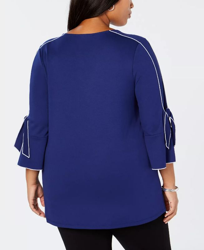 Photo 1 of Alfani Plus Size Bell-Sleeve Top, Created for Macy's BLUE SIZE 3X
