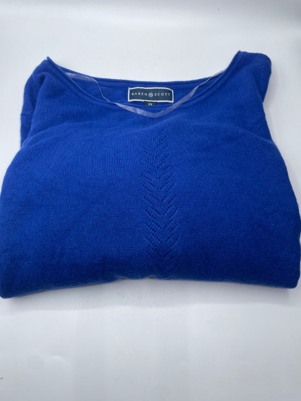 Photo 2 of Karen Scott Womens Plus Pointelle Heathered Pullover Sweater color blue see photo size 3X
