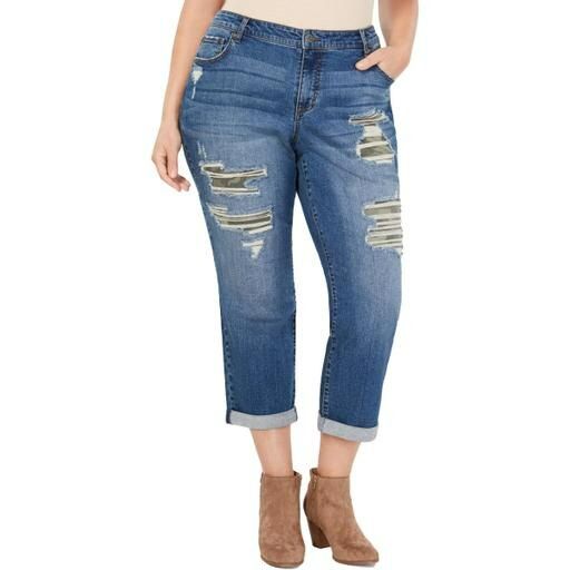 Photo 1 of Style & Co. Womens Plus Denim Distressed Bootcut Jeans 18W
