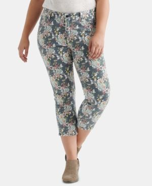 Photo 1 of Lucky Brand Plus Size Lolita Floral-Print Skinny Jeans - Gray 20W
