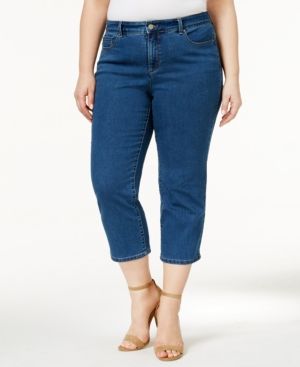 Photo 1 of Charter Club Womens Plus SIZE 16W Bristol High Rise Lyon Wash Capri Jeans
