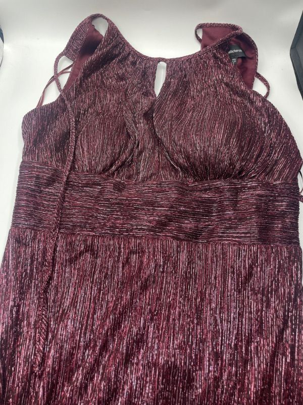 Photo 2 of Womens Metallic Knit Halter Sheath Dress 12