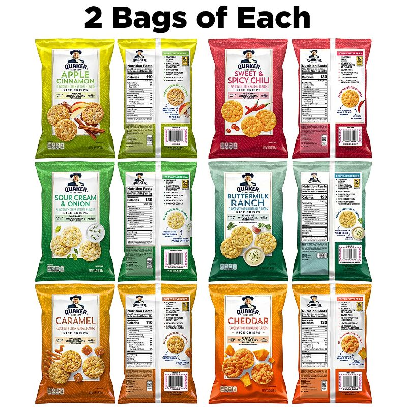 Photo 2 of Quaker Rice Crisps, 6 Flavor Variety Pack, 12 Count
