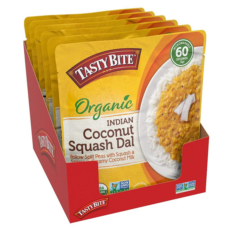 Photo 1 of Tasty Bite Organic Coconut Squash Dal, 10 Ounce, Pack of 6, Ready to Eat, Microwavable Entree, Vegan
