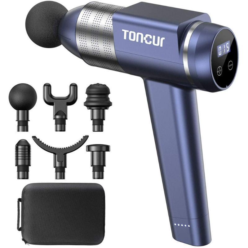 Photo 1 of Toncur Professional Massage Gun with 6 Massage Heads, Deep Tissue Muscle Percussion Gun Super Quiet 38dB with 30 Speed Levels,105° Design Handheld --MG028
