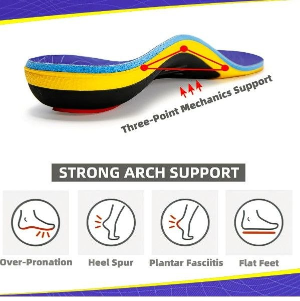 Photo 2 of VALSOLE Heavy Duty Support Pain Relief Orthotics - 220+ lbs Plantar Fasciitis High Arch Support Insoles for Men Women, Flat Feet Orthotic Insert, Work Boot Shoe Insole, Absorb Shock with Every Step
