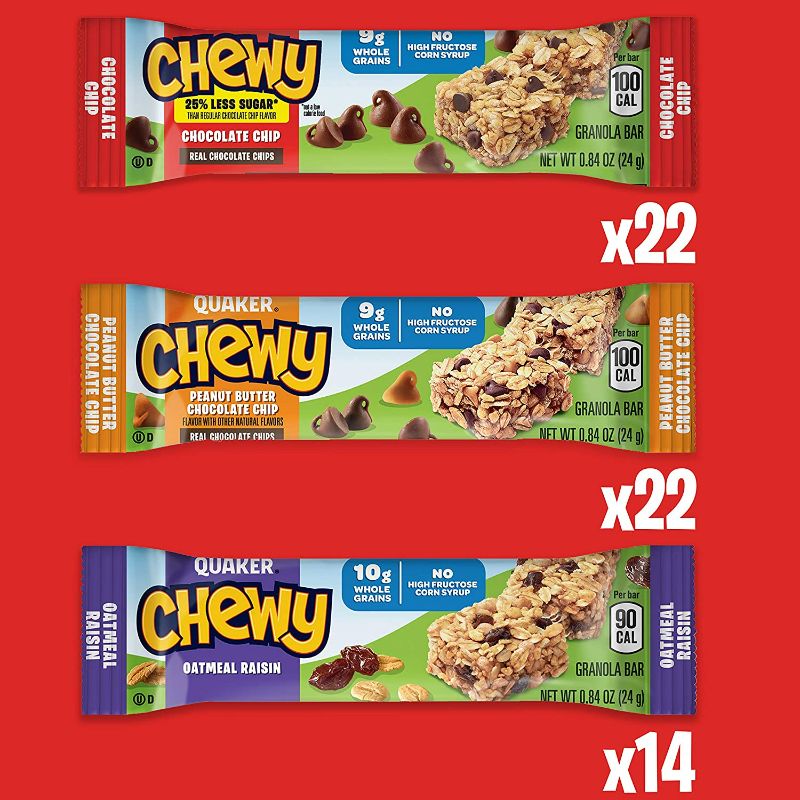 Photo 2 of Quaker Chewy Granola Bars, 3 Flavor Variety Pack,58 Count (Pack of 1)
