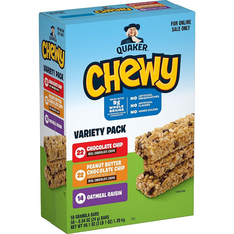Photo 1 of Quaker Chewy Granola Bars, 3 Flavor Variety Pack,58 Count (Pack of 1)
