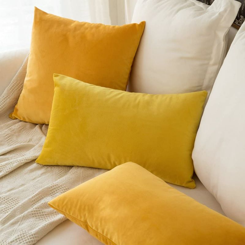 Photo 2 of MIULEE Cushion Case for Sofa Bedroom Car 16 x 16 Inch 40 x 40 cm Orange Yellow
