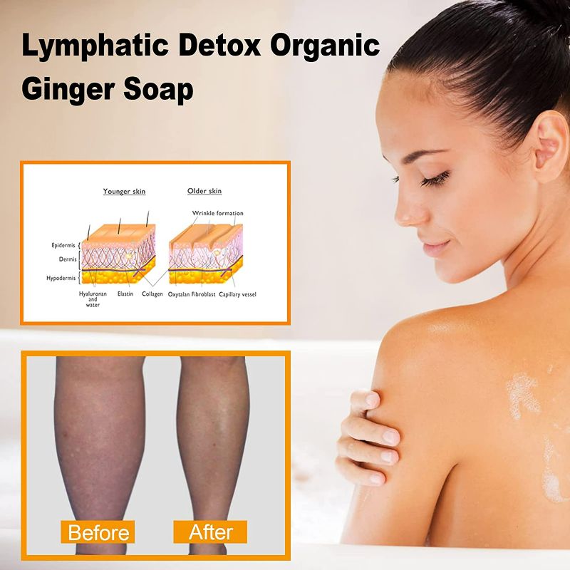 Photo 2 of LINGXIN 2PCS Lymphatic Detox Organic Ginger Soap,Moisturizing Deep Clean Effectively Bath Soap,Ginger Soap, Natural Ginger Bar Soap for Swelling for All...
