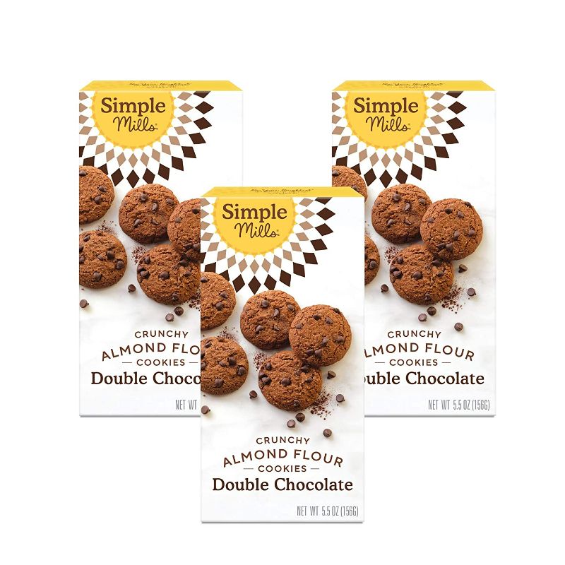 Photo 1 of Simple Mills Almond Flour Crunchy Cookies, Double Chocolate Chip - Gluten Free, Vegan, Healthy Snacks, Made with Organic Coconut Oil, 5.5 Ounce (Pack of 3)
