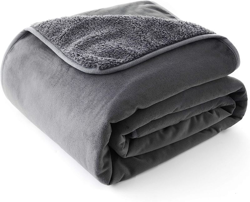 Photo 1 of Waterproof Dog Blanket 40 x 50in, Soft Pet Pee Proof Throws for Couch Sofa Bed, Reversible Plush Protector Cover for Dogs Puppies Cats, Dark Grey
