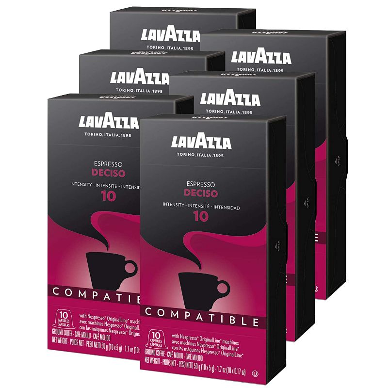 Photo 1 of Lavazza Deciso Espresso Dark Roast Capsules Compatible with Nespresso Original Machines , 10 Count (Pack of 6)
