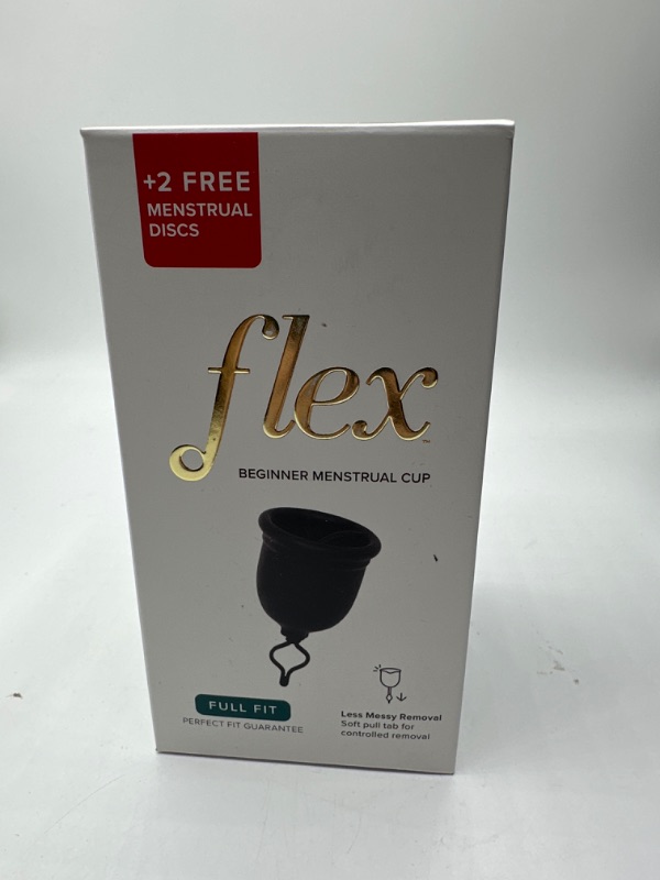 Photo 3 of Flex Cup (Full Fit - Size 02) | Reusable Menstrual Cup | Pull-Tab for Easy Removal | Tampon + Pad Alternative | Capacity of 3 Super Tampons + 2 Free Menstrual Discs
