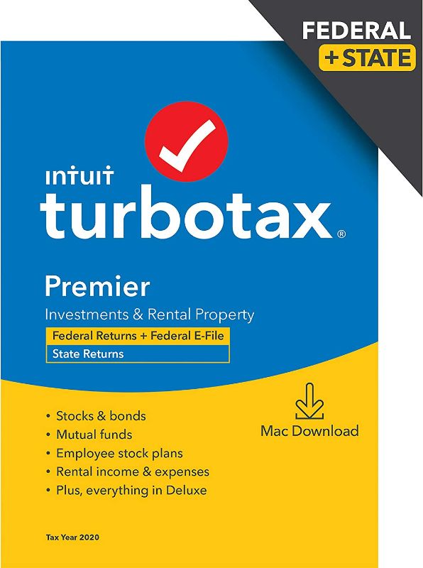 Photo 1 of [Old Version] TurboTax Premier 2020 Desktop Tax Software, Federal and State Returns + Federal E-file [Amazon Exclusive] [MAC Download]

