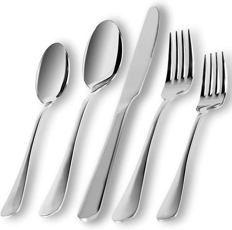 Photo 2 of Silverware Set, Flatware Set Service for 4 Stainless Steel Cutlery Set 20 Piece Include Upgraded Knife Spoon Fork Mirror Polished, Dishwasher Safe
