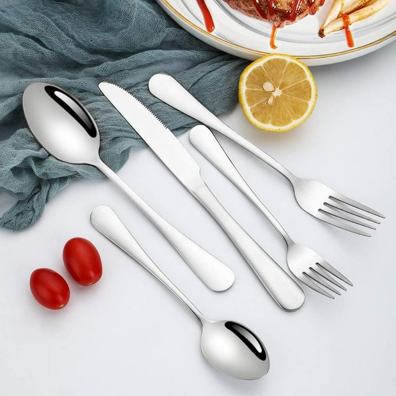 Photo 1 of Silverware Set, Flatware Set Service for 4 Stainless Steel Cutlery Set 20 Piece Include Upgraded Knife Spoon Fork Mirror Polished, Dishwasher Safe
