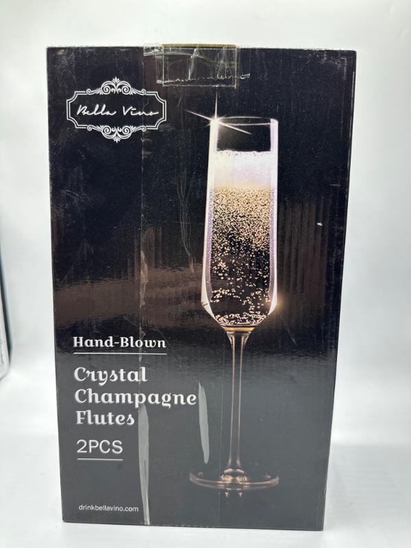 Photo 2 of Crystal Champagne Flutes by Bella Vino Standard Champagne Flutes Upscale Design Made From Premium Lead-Free Crystal Dishwasher Safe